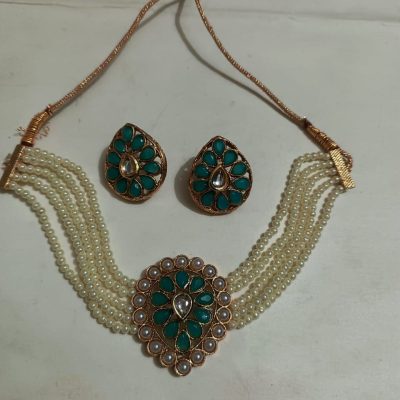 Choker Necklace Set with Matching Earrings