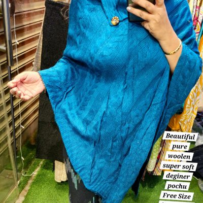 Blue winter Woolen Poncho