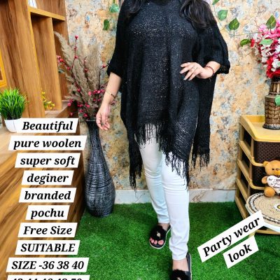 black Stylish women Woolen Poncho