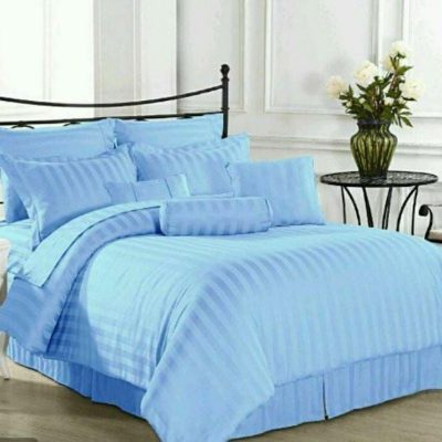 Winter blue color Pure satin Soft Bed Sheet with pillow cover