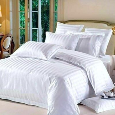 White color Pure satin Soft Bed Sheet with pillow cover