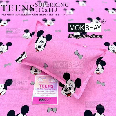 TEENS SUPERKING MIKKEY MOUSE DESIGN BED SHEET (MOKSHAY)