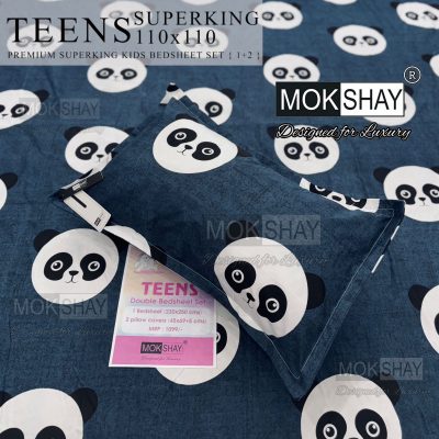 TEENS SUPERKING PANDA DESIGN BED SHEET (MOKSHAY)