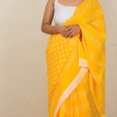 yellow color Chanderi Cotton saree