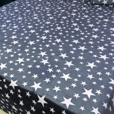 STAR printed double bed sheet with zipped pillow cover