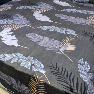 leave printed double bed sheet set with pillow cover