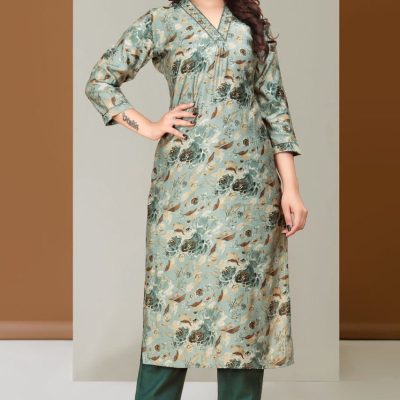 NEW VNECK WORK KURTI WITH PANT