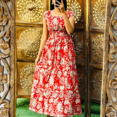 COTTON WAIST ELASTIC DRESS