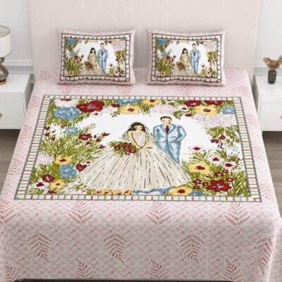 Printed Double bedsheet with pillow cover