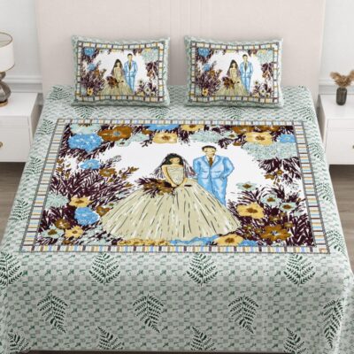 Printed Double bedsheet with pillow cover