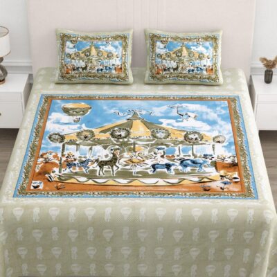 Printed Cotton Double bedsheet with pillow cover