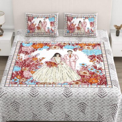 Printed Double bedsheet with pillow cover
